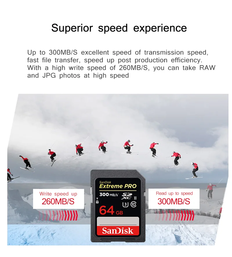 Двойной Флеш-накопитель SANDISK EXTREME PRO SD UHS-II карта 32 Гб 64 высокое Скорость C10 U3 4K видео в формате Full HD Камера слот для карт памяти до 300 МБ/с. 2000X SD карты