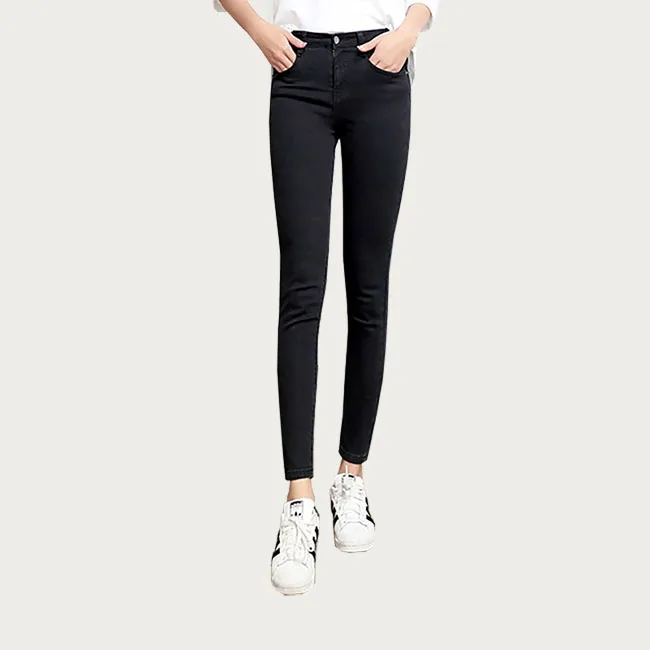 Black Jeans Летние обтягивающие серые джинсы для женщин и девушек, модные обтягивающие высокие эластичные черные, синие джинсовые узкие брюки, женские брюки 3 цветов - Цвет: Black Jeans
