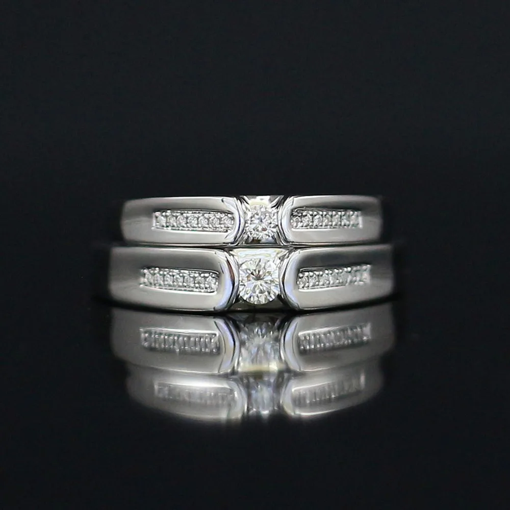 Мужское и женское кольцо с натуральным бриллиантом LASAMERO обручальное из белого