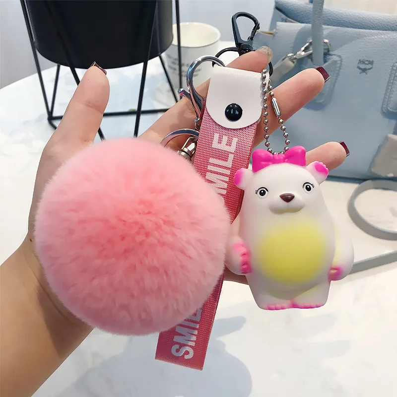 Fashion Bear Handmade Woven Rope Pendant Pom Key Chain Handbag Creative Cute Cartoon Doll Keychain Ladies Car | Украшения и