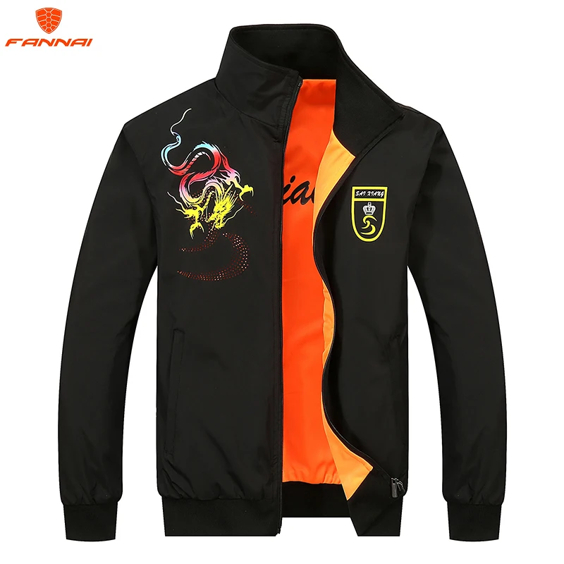 Мужская куртка новинка 2019 демисезонная спортивная на молнии с принтом и двойной