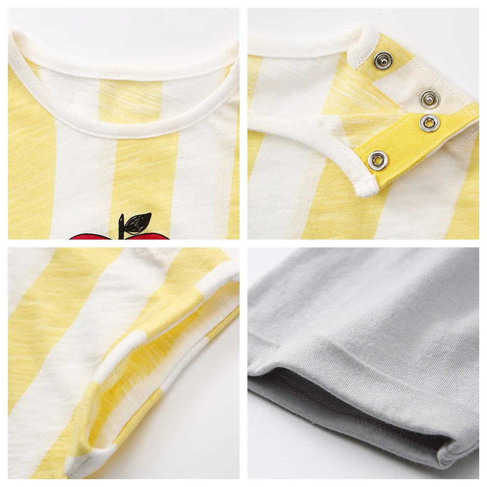 Balabala Babys 2-Piece Short Sleeve Open Shoulder T-shirt in Print + Pull-on Shorts Set Infant Newborn Baby Girls Boys Outfit |