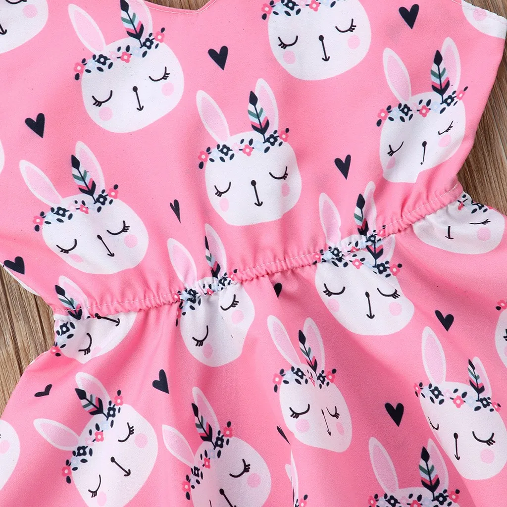Easter Children Kids Baby Girls Dress 2019 Cute Sleeveless Rabbit Print Princess Vest Girl Clothes Vestido | Детская одежда и