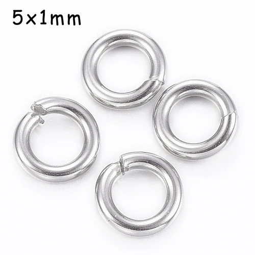 5x1mm 1000 шт, 4 мм-12 мм, 304 нержавеющая сталь, открытые одиночные петли, переходные кольца, разъемное кольцо для самостоятельного изготовления ювелирных изделий - Цвет: 5x1mm