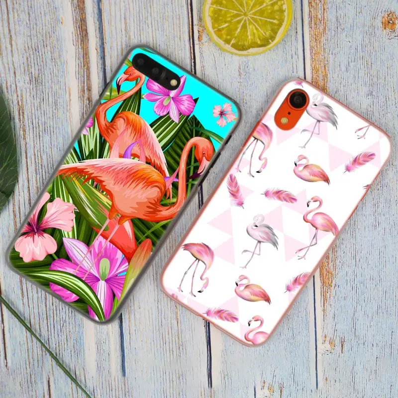 Модный прозрачный жесткий чехол my pink Flamingo для iPhone X XS Max XR 8 7 6 6s Plus 5 SE 5C 4 4S |