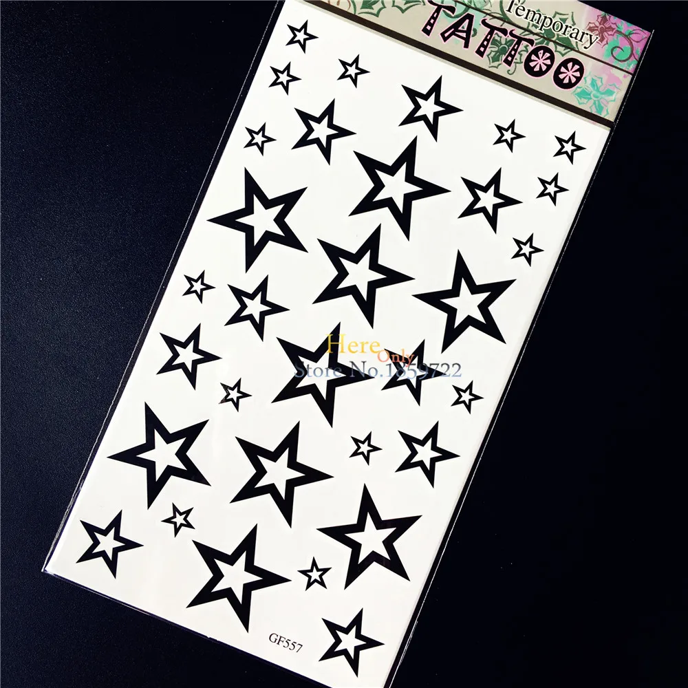 Горячие черные звезды временные татуировки наклейки для мужчин и женщин на руку
