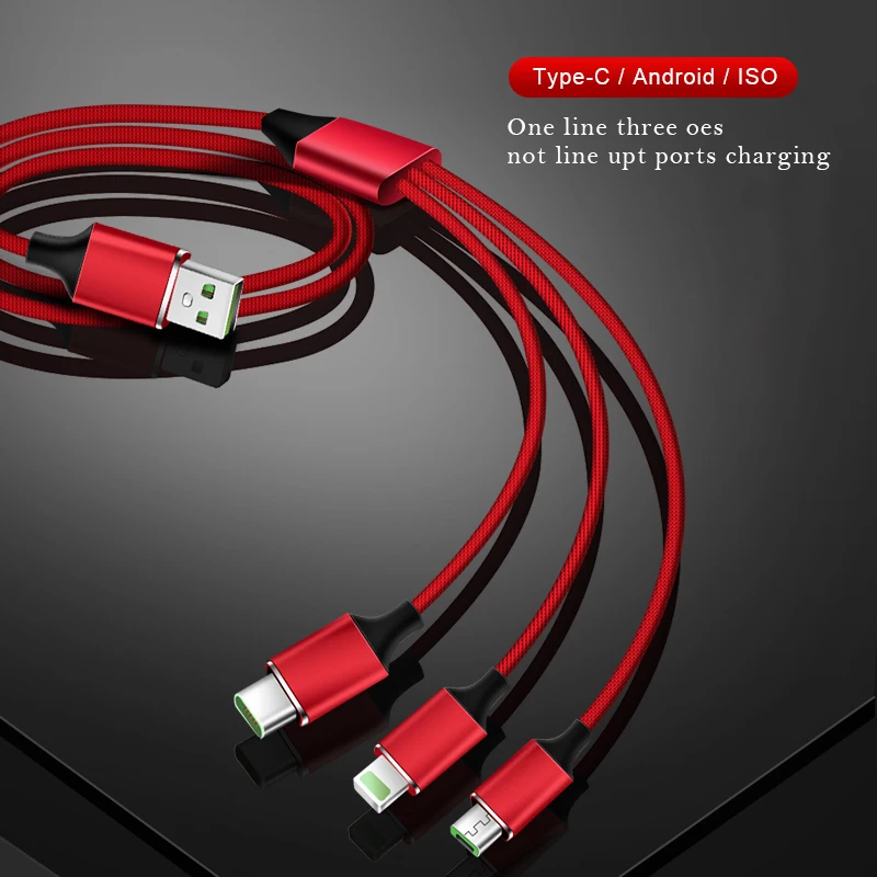 3 в 1 Lighting & micro type c зарядный кабель USB 2.1A Быстрая зарядка для передачи данных Samsung
