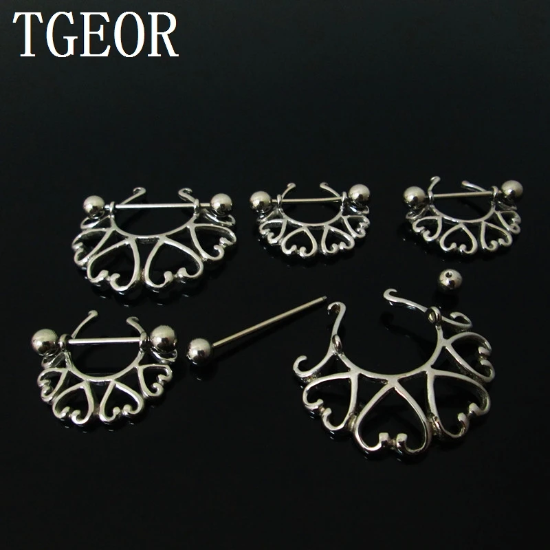 

Хорошая оптовая продажа пирсинг 1 пара из нержавеющей стали пирсинг уха серьги 4 сердца пирсинг для соска кольцо