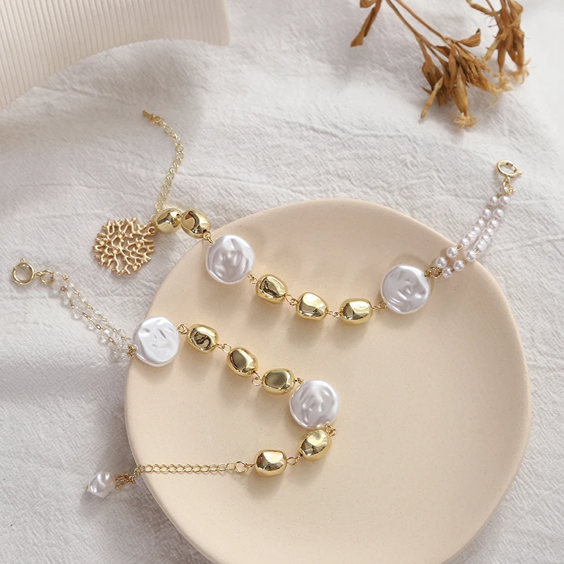 Модная подвеска золотого цвета браслеты для женщин имитация жемчуга
