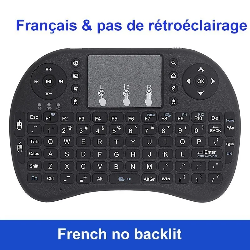 French no Backlit Jelly Comb 2,4G Беспроводная мини-клавиатура русская 7 цветов клавиатура с подсветкой Fly Air mouse с тачпадом пульт дистанционного управления Android tv Box - Цвет: French no Backlit
