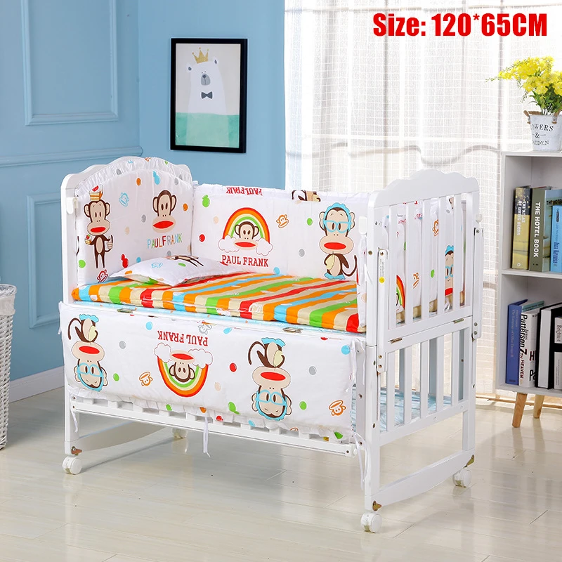 120 x 65cm D 5 шт./компл. хлопок детская кровать бампер детская кроватка Постельное белье для новорожденных и безопасная Съемная детская кроватка комплект постельного белья с рисунком Junior Детская Кровать сна бампер - Цвет: 120 x 65cm D