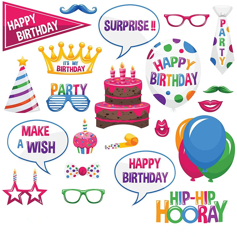 22 шт./компл. с днем рождения декоративная бумага для вечеринок фотобудка забавные