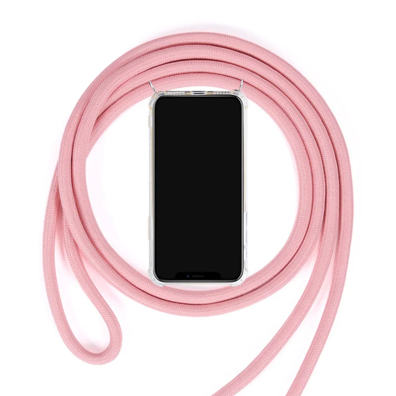 Pink ТПУ чехол для samsung Galaxy S10 5g A6 A7 J4 J6 плюс A30 A40 A70 A50 A10 A20 M30 M40 Цепочки и ожерелья плечевой шейный ремень веревка шнур крышки - Цвет: Pink