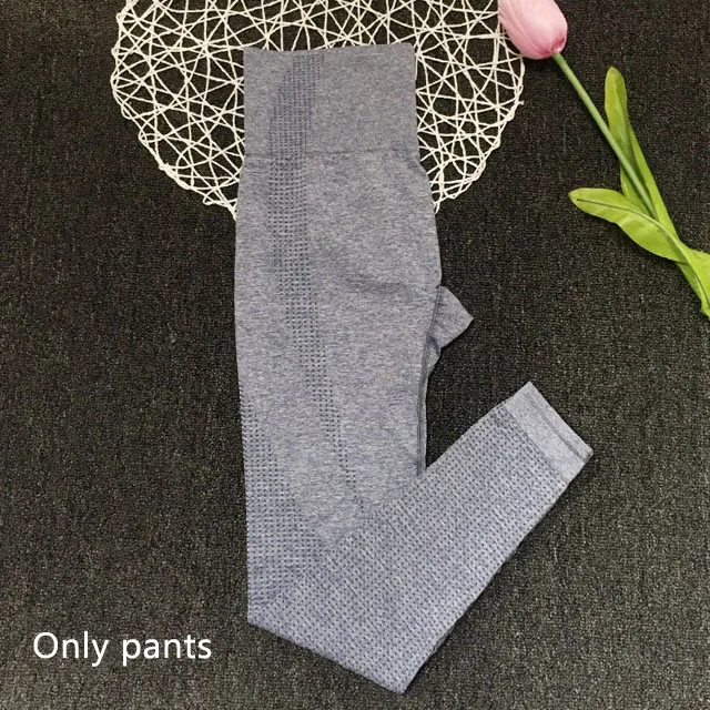 Gray Blue Pants Комплект из 2 предметов для йоги, Женский бесшовный пуш-ап спортивный бюстгальтер, бюстгальтер+ Спортивная одежда для фитнеса, высокая талия, комплект для йоги, спортивные Леггинсы, спортивная одежда для бега - Цвет: Gray Blue Pants