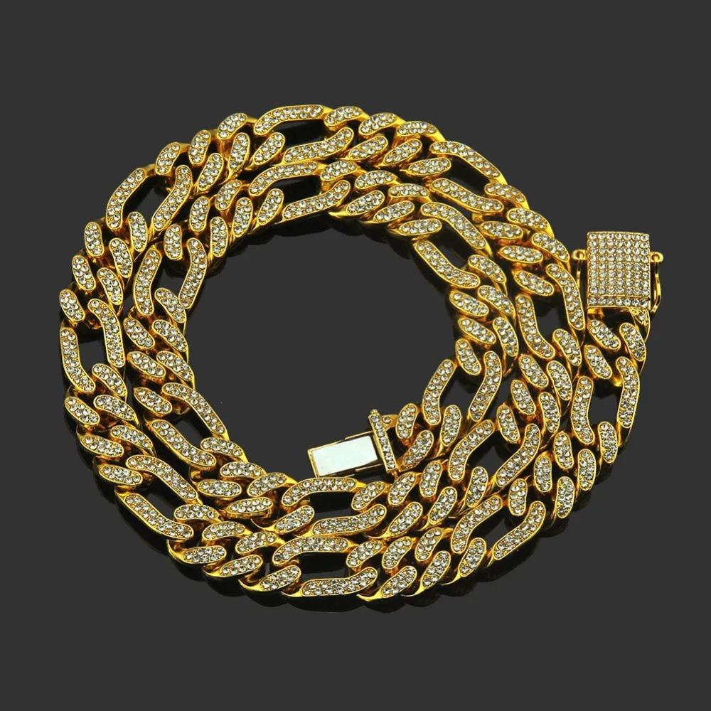 В стиле хип-хоп AAA стразы ограненные Bling лед из 3:1 NK звено цепи ожерелья для Для