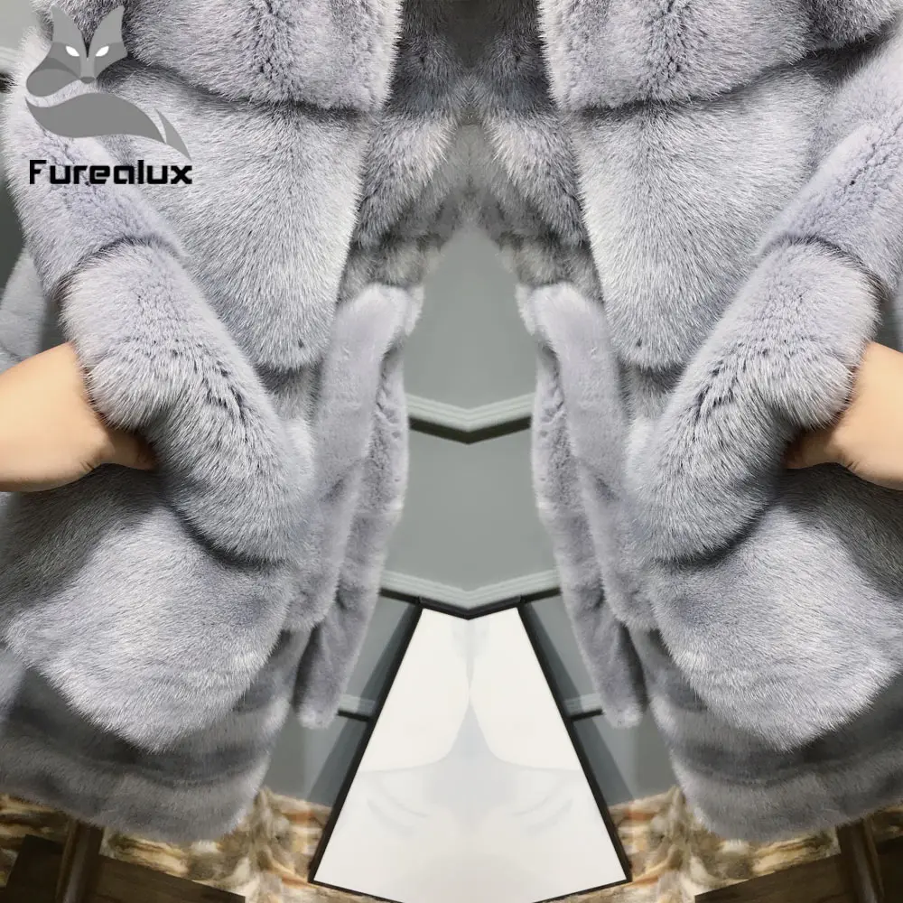 Furealux новая стильная модная шуба из натуральной норки, воротник-стойка, хорошее качество, норковая шуба для женщин, натуральный сапфир, шубы из норки