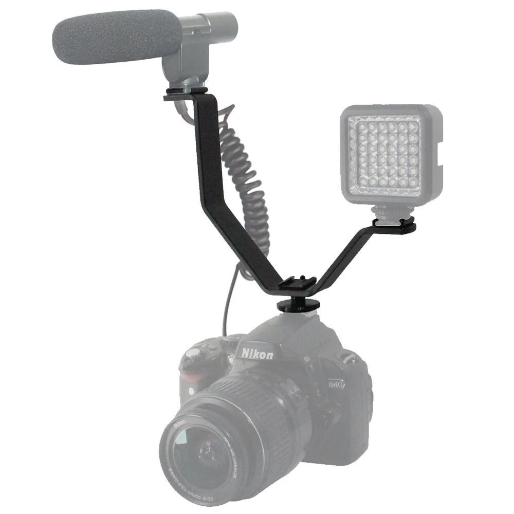 Triple Hot Shoe V Mount Flash Bracket for Video Lights Microphones or Monitors on Cameras and Camcorders | Электроника