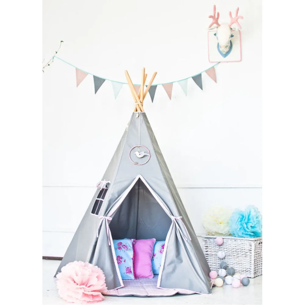 Серый цвет детская вигвама играть палатки типи палатка дети | Игрушки и хобби