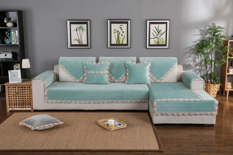 Winter Thicken Plush Sofa Cover Cushion Simple Modern Living Room Pure Color Couch Cover Sofa Towel Home Decoration