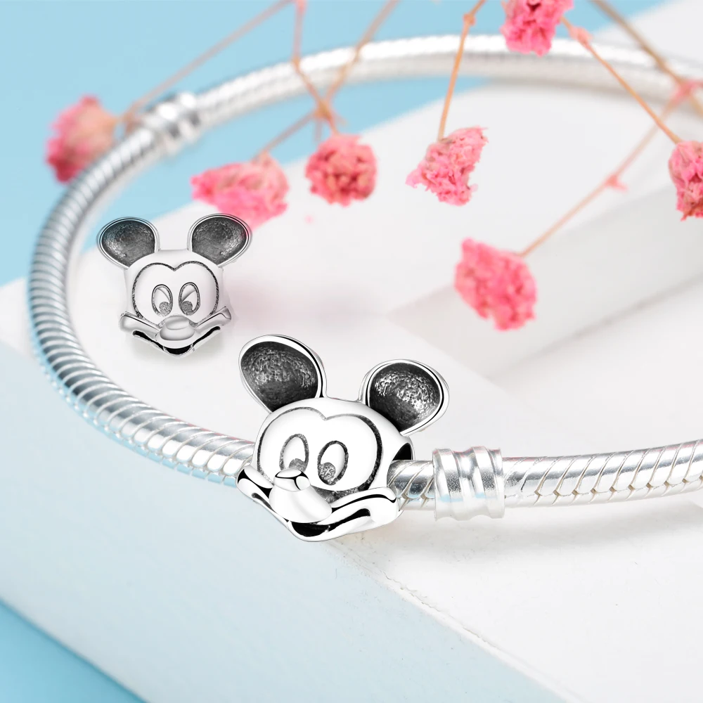 Fit Pandora талисманы браслеты Аутентичные 925 пробы серебро Минни Микки коллекция подвески для женщин Человек ювелирных изделий