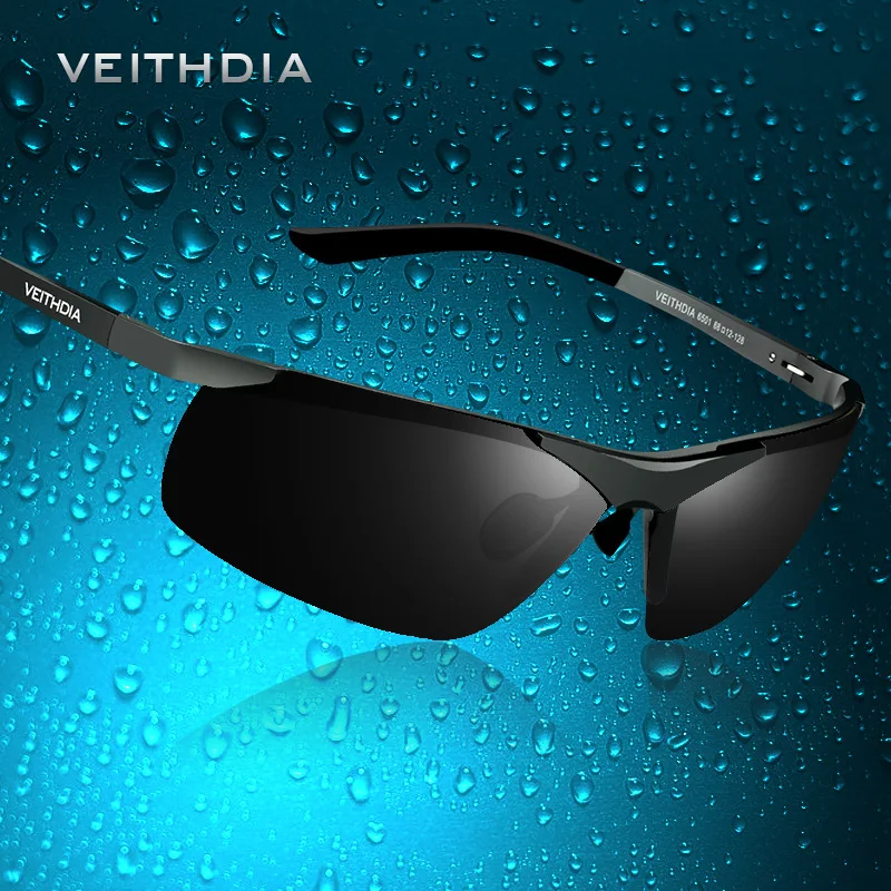 Мужские солнцезащитные очки без оправы VEITHDIA дизайнерские алюминиевые с