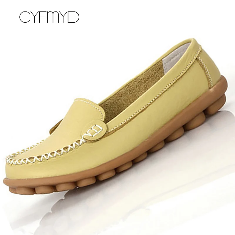 Light yellow Женская обувь высокого качества женские туфли-оксфорды из натуральной кожи; лоферы на плоской подошве с круглым носком; женская обувь суперзвезды; большие размеры 41-44 - Цвет: Light yellow