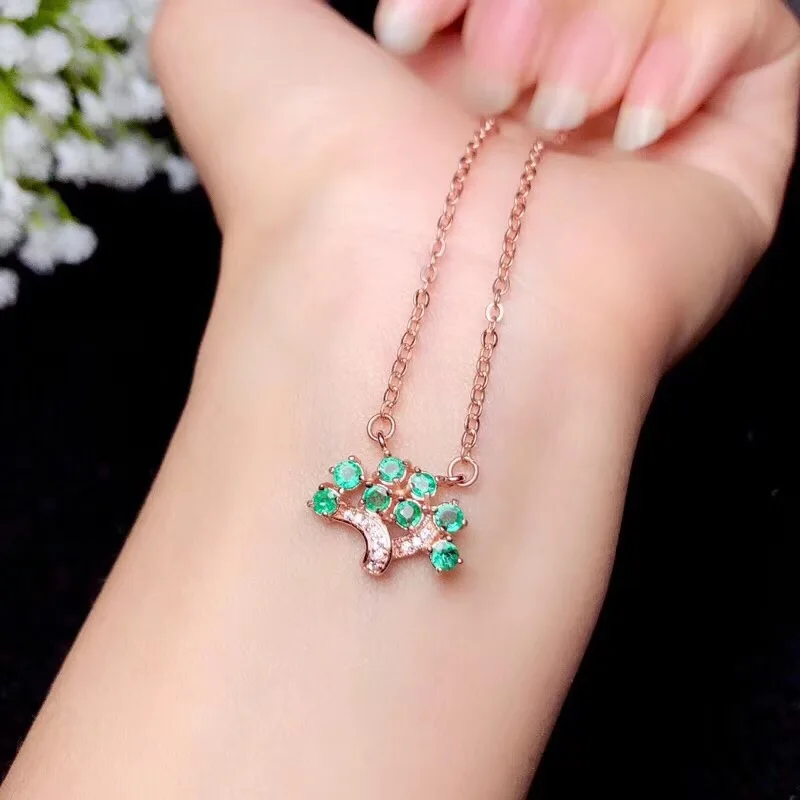 Genuine 925 Sterling Silver Natural Emerald Christmas Tree Pendants&amp Necklace Fashion Fine Jewelry Include the Chain | Украшения и