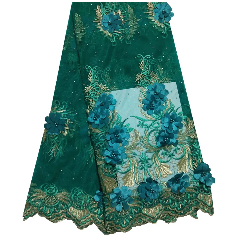 2019 High Quality Nigerian Lace Fabrics With Beads African French Net Fabric 3D Flower Embroidered Tulle Mesh S1312 | Дом и сад