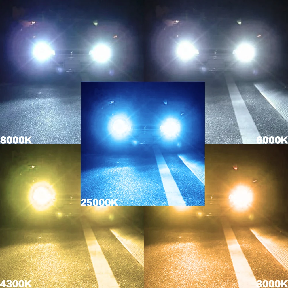 Aileo 2 шт. 9005 9012 светодиодный автомобиль лампы 9004 9007 9008 9006 H13 5202 3000 K 4300 K 6000 K 8000 K желтый/белый/синий COB CHIP 12 V Авто противотуманных фар