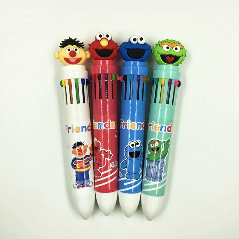 4pcs ballpoint pen 4 шт шариковая ручка 12 цветов 0,7 мм аниме мультфильм Улица Сезам друзья милые ручки да другие канцелярские ручки - Цвет: 4pcs ballpoint pen