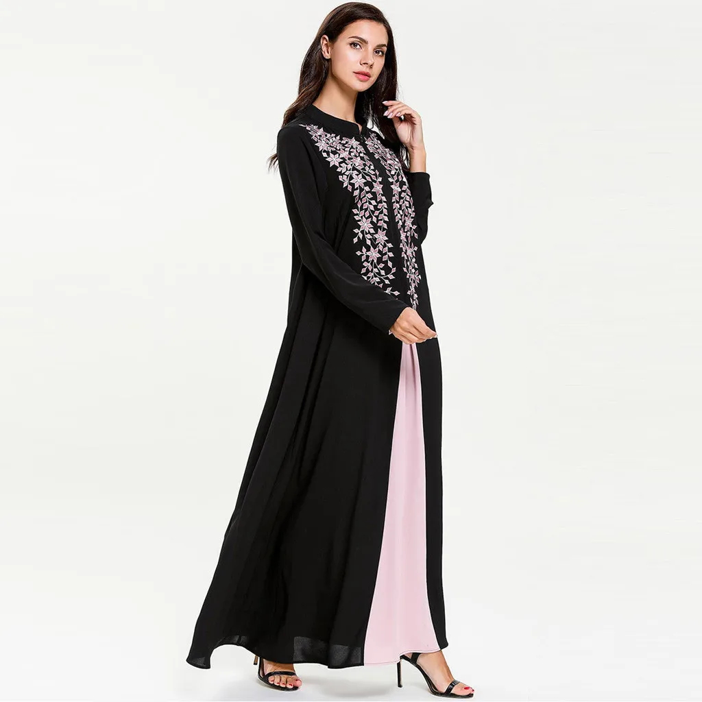 Мусульманское платье Abaya мусульманское одежда для женщин полиэстер с вышивкой