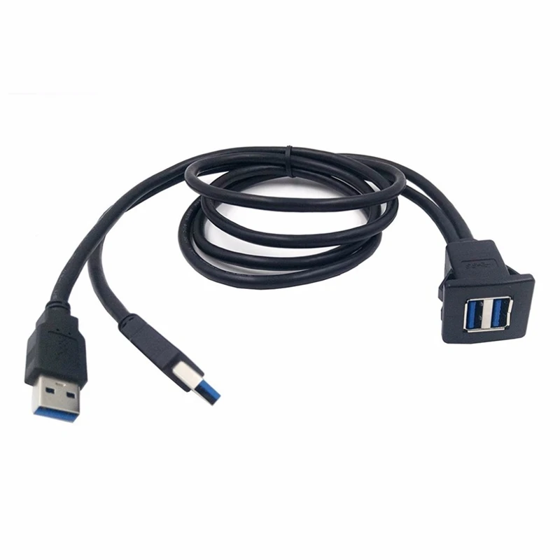 1 м гнездо USB кабель для передачи данных 3,0 Авто заподлицо мужчина к гнездовому разъёму провод-удлинитель приборной панели Панель квадратный аудио линия для мотоцикла