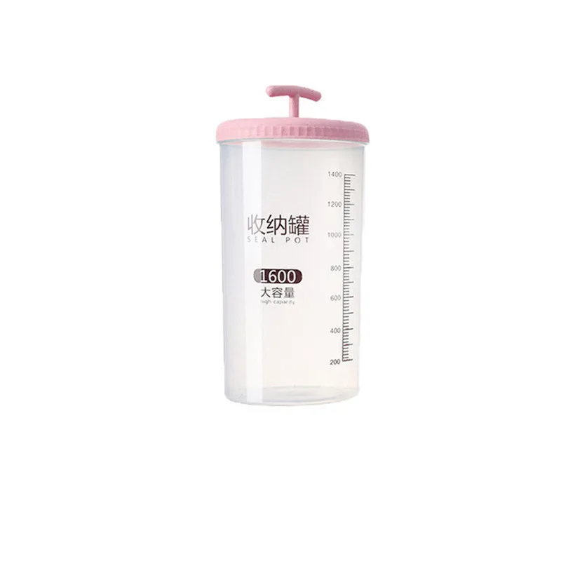 Pink 1600ML Пластиковая кухонная коробка для хранения зерновых зерен бобов Риса контейнер Чехол Бутылка-органайзер 400 мл 1100 мл 1600 мл - Цвет: Pink 1600ML