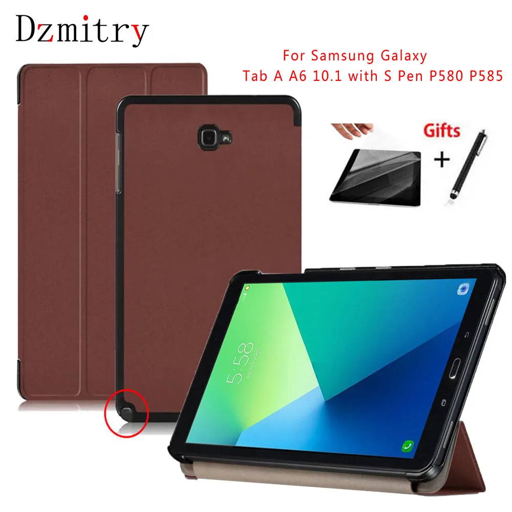 Тонкий Магнитный чехол подставка для планшета Samsung Galaxy Tab A A6 10 1 с S Pen 2016 SM P580 P585