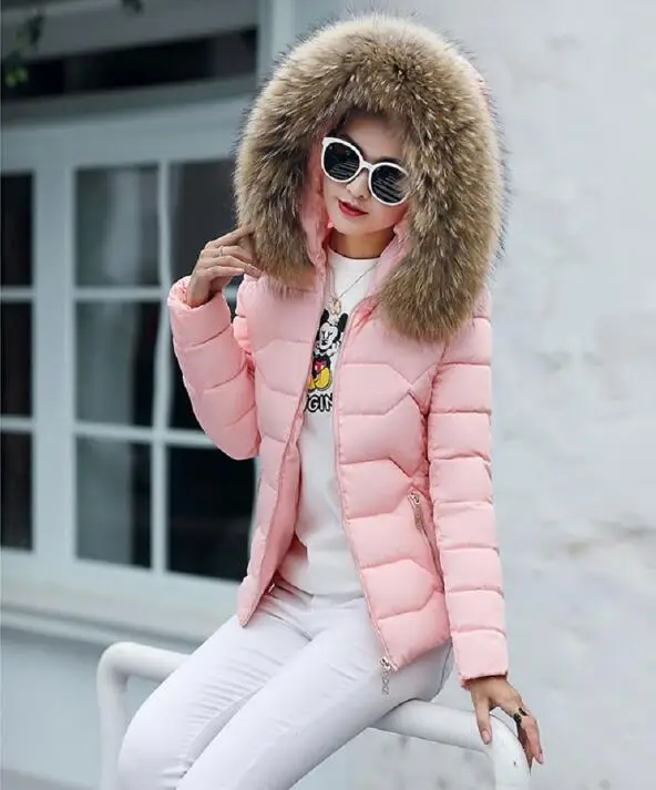 pink Новинка, пуховик с воротником из искусственного меха, хлопковая куртка, зимняя куртка для женщин, толстая зимняя одежда, пальто, женская одежда, женские куртки, парки - Цвет: pink