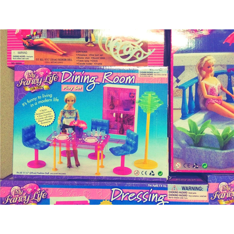 Миниатюрная мебель модная Столовая для кукольного домика Барби Классические