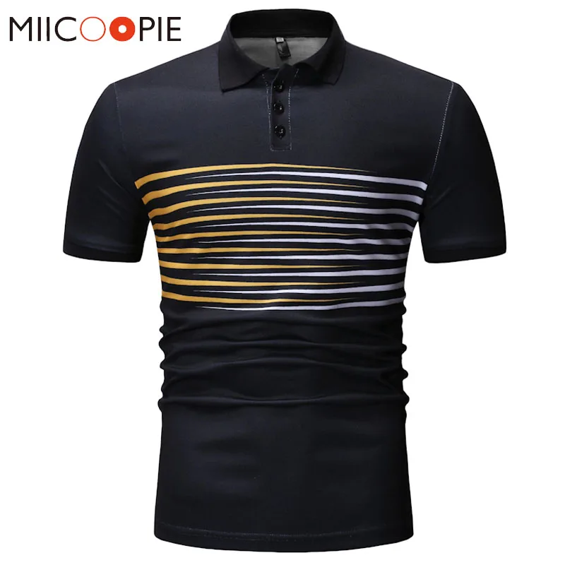 

Men's Fashion Polo Shirts Striped Casual Short Sleeve Polo Shirt Contrast Color Gradient Designed Slim Fit Men Polos Tops