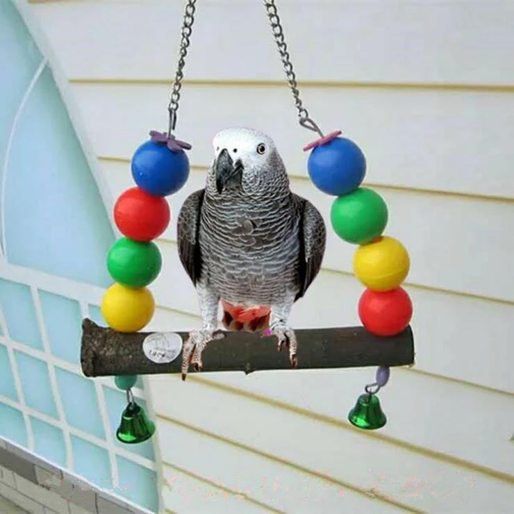 Деревянная птица игрушка качели укуса попугай игрушки стоят лестница для