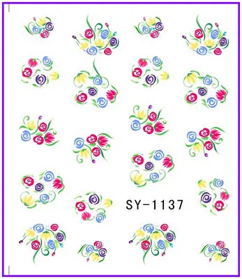 

6 PACK/ LOT GLITTER WATER DECAL NAIL ART NAIL STICKER FLOWER VINE GRASS SY1137-1142