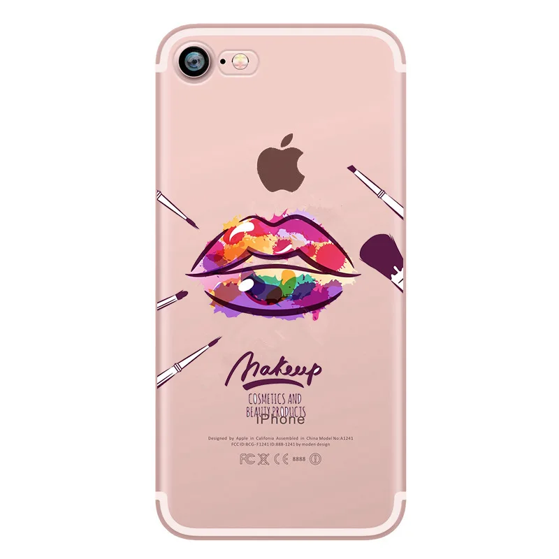 ПОЦЕЛУЙ губы Мягкие силиконовые чехлы Чехол для iPhone 6 7 8 6s plus X 5 5S se Оболочка