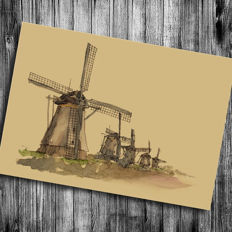 Hot sale the old abattoir Coffee Collection Bars Kitchen Vintage Poster Wall Stickers Retro Kraft paper Drawing free shipping | Дом и сад