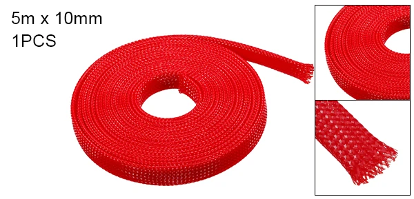 10mm Red Uxcell 5 м 2,3 мм/6 мм/10 мм PET расширяемая плетеная трубка красный 16.4ft кабель рукав шнур Организатор Красный Зеленый для защиты кабели - Цвет: 10mm Red