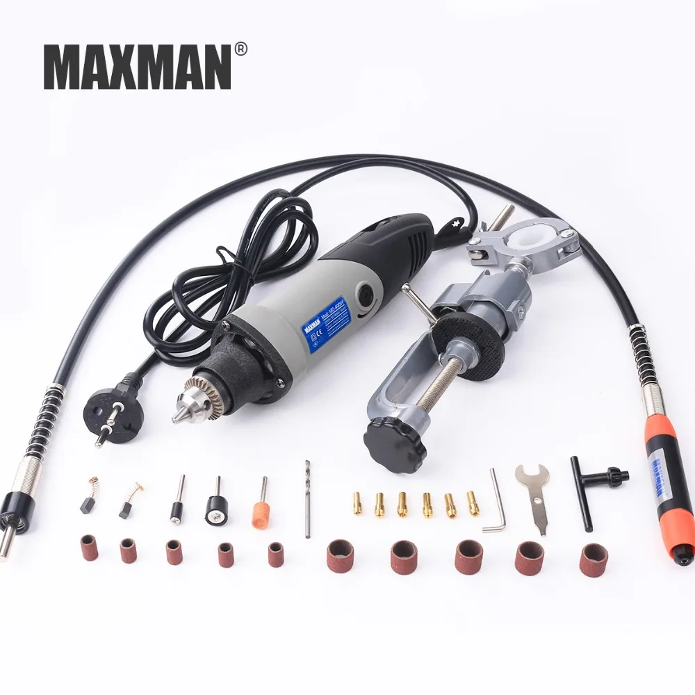 Электрическая мини дрель MAXMAN Dremel шлифовальный станок скамный зажим и гибкий вал