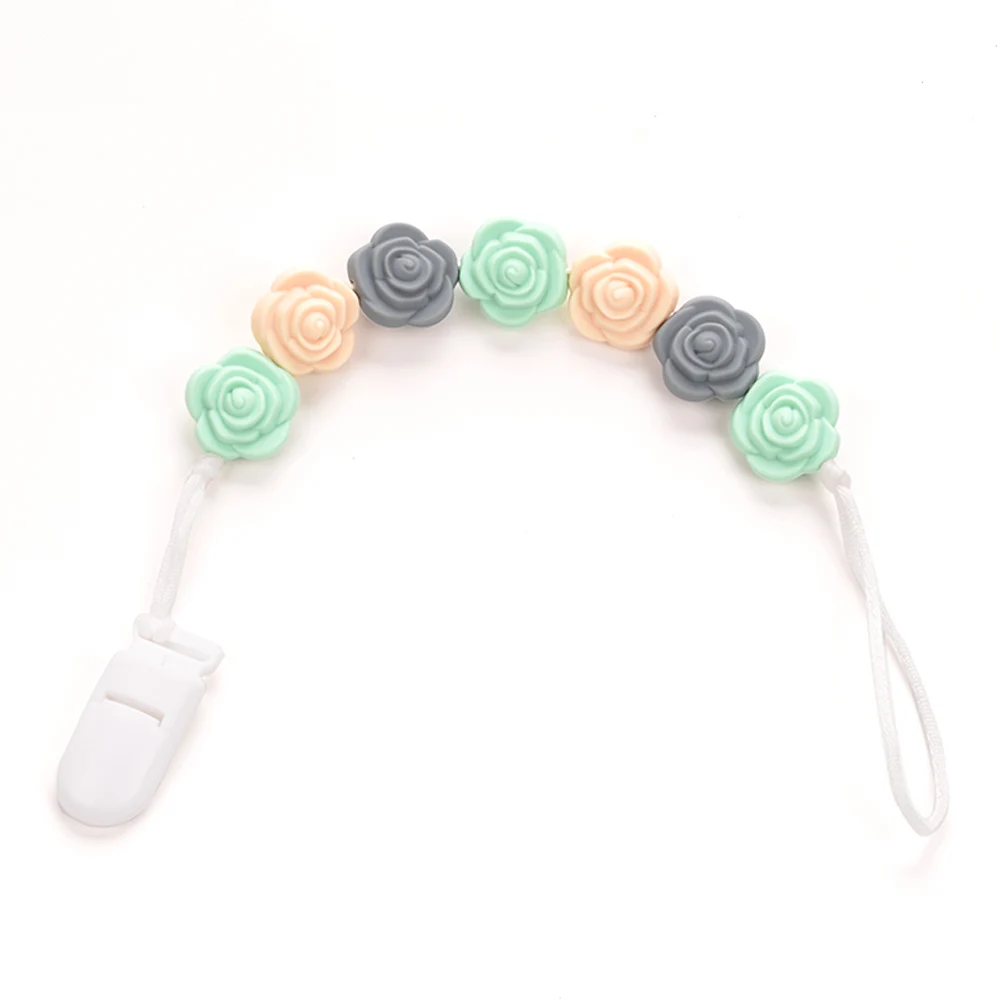 Зажимы для соски-пустышки кулон в виде цветка розы прорезывания зубов короткая