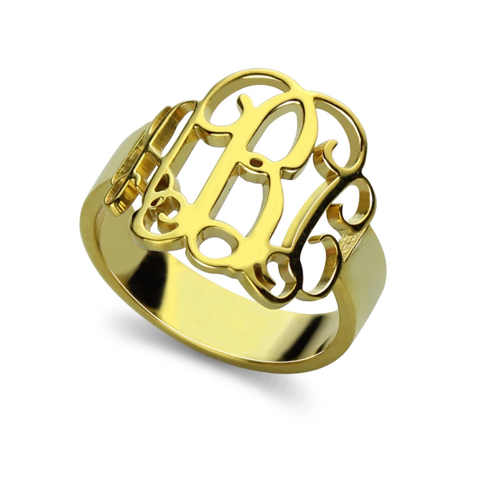 Sweey Прямая поставка Персонализированная монограмма женское и мужское кольцо