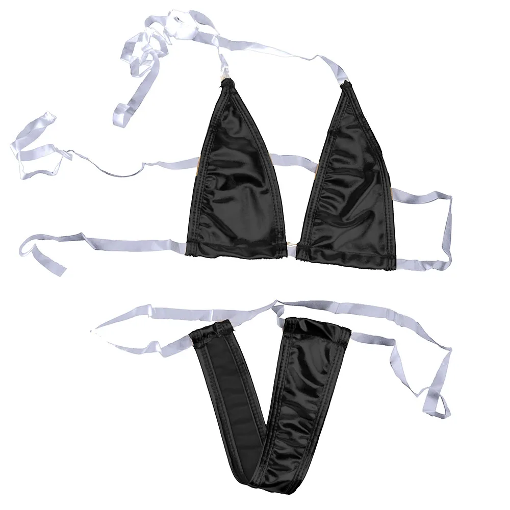 Супер сексуальный кожаный прозрачный ремешок комплект бикини с тремя точками