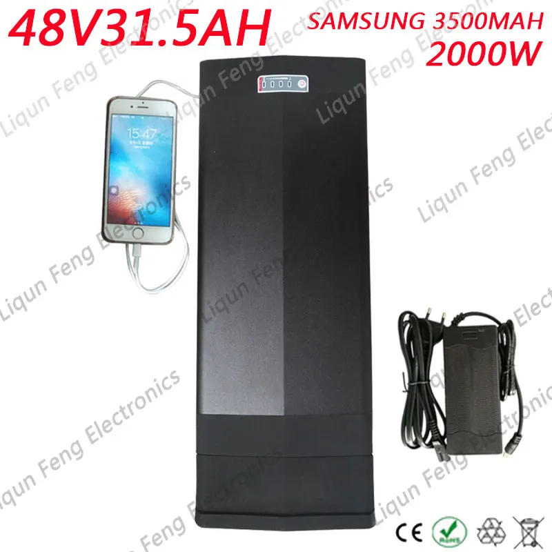 48В 30ач 2000 Вт литиевая батарея использование SAMSUNG сотовый с usb портом алюминиевый