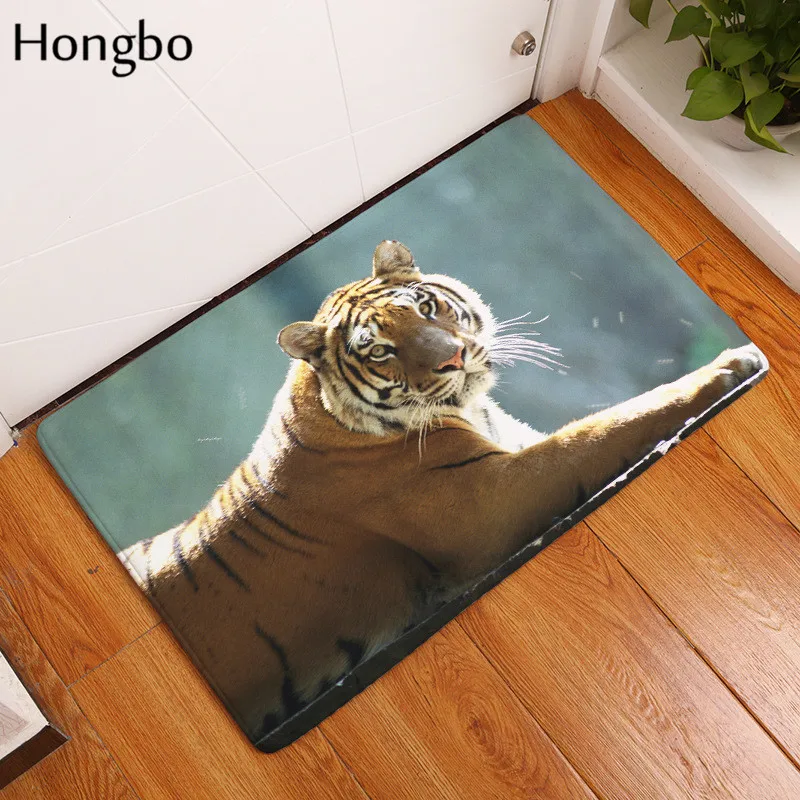 Hongbo напольный коврик для прихожей фланель Добро пожаловать коврик у входной двери Противоскользящий впитывающий влагу коврик тигр животные печатные