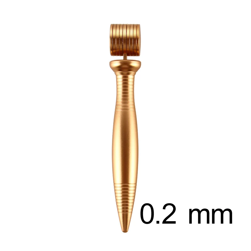 gold 0.2 mm Дарсонваль Металл Качество Дерма ролик микро титановые иглы микроиглы мезороллер машина для ухода за кожей и лечения выпадения волос - Цвет: gold 0.2 mm