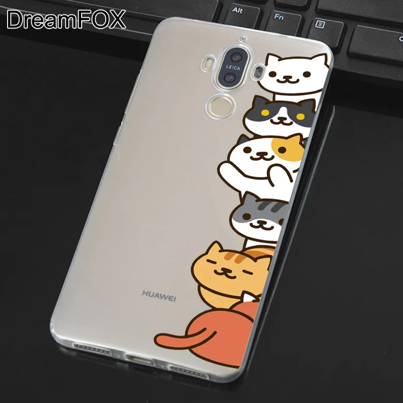 DREAMFOX L513 Cute Cat Soft TPU Silicone Case Cover For Huawei Mate Nova 2 9 10 20 30 Lite Pro Plus |